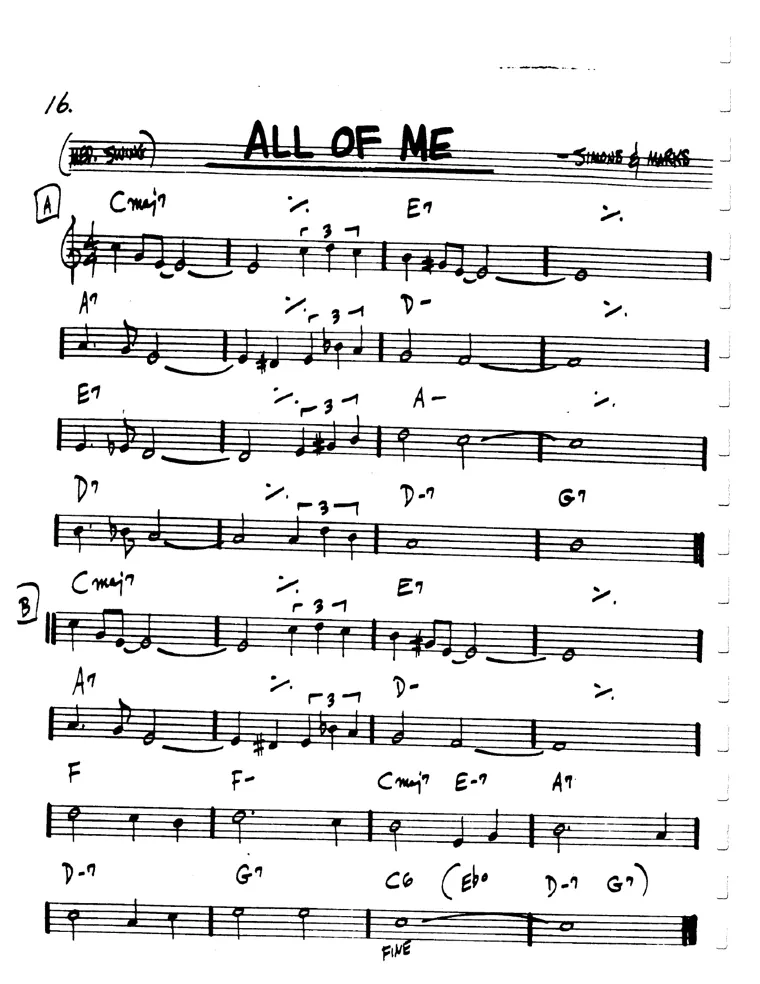 Partitura y tablatura de All of Me