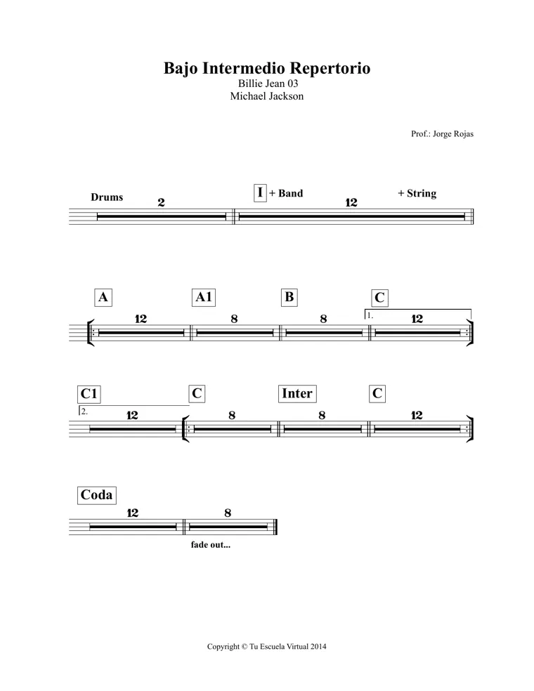 Partitura y tablatura de Billie Jean