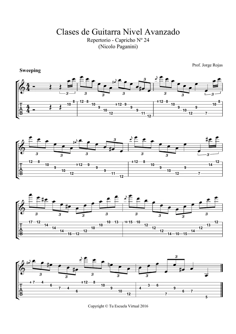Partitura y tablatura de Capricho No.24