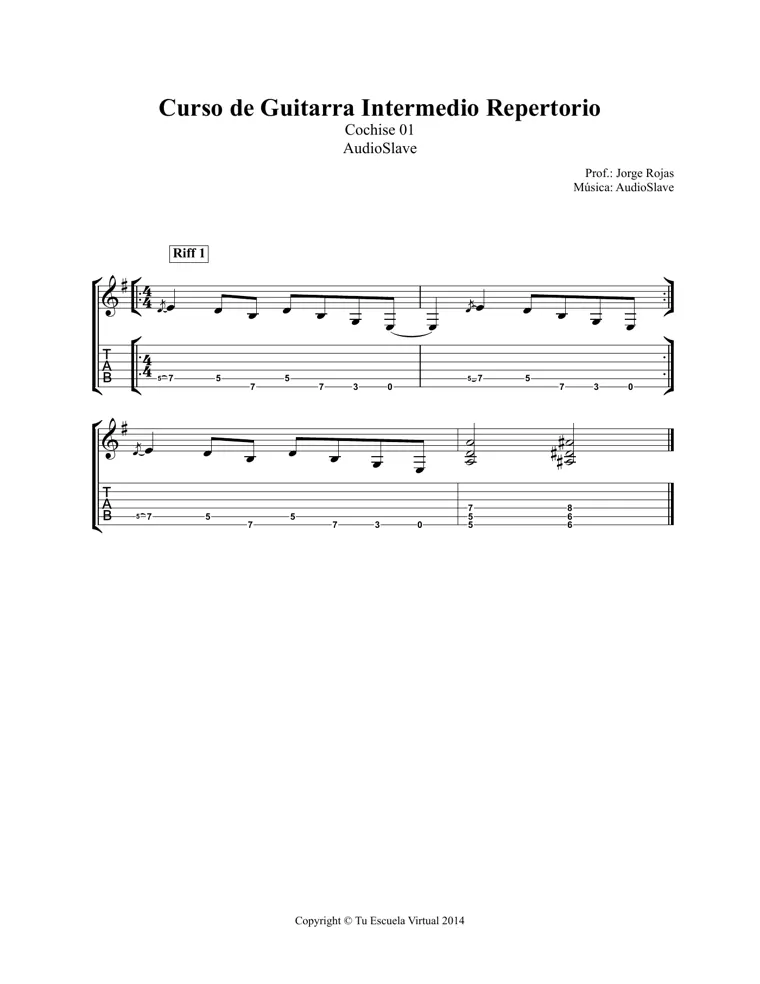 Partitura y tablatura de Cochise
