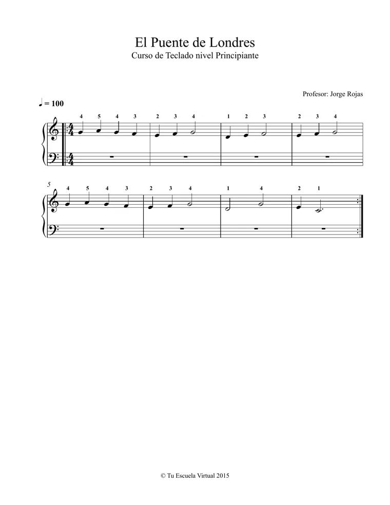Partitura y tablatura de EL Puente de Londres