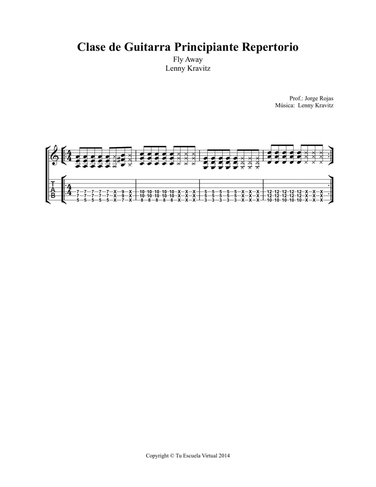 Partitura y tablatura de Fly Away
