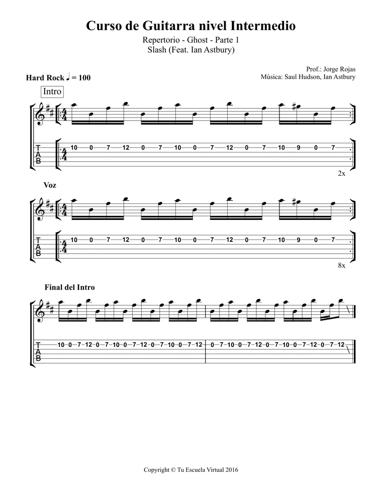Partitura y tablatura de Ghost