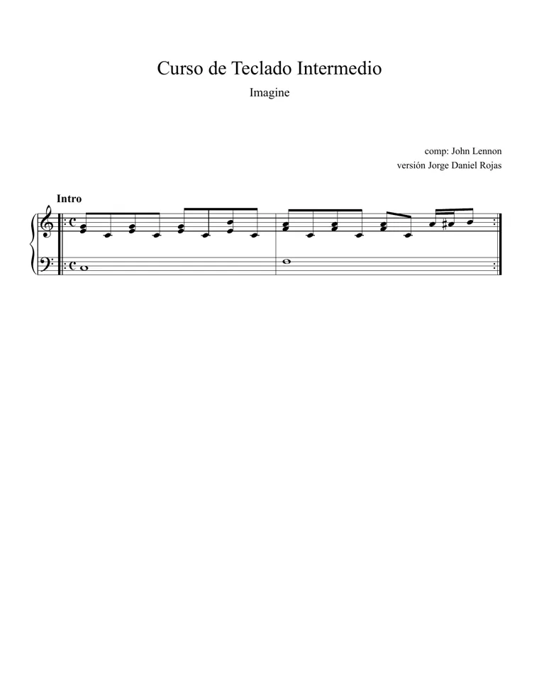 Partitura y tablatura de Imagine
