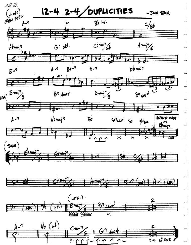 Partitura lead sheet de 12-4 2-4/Duplicities