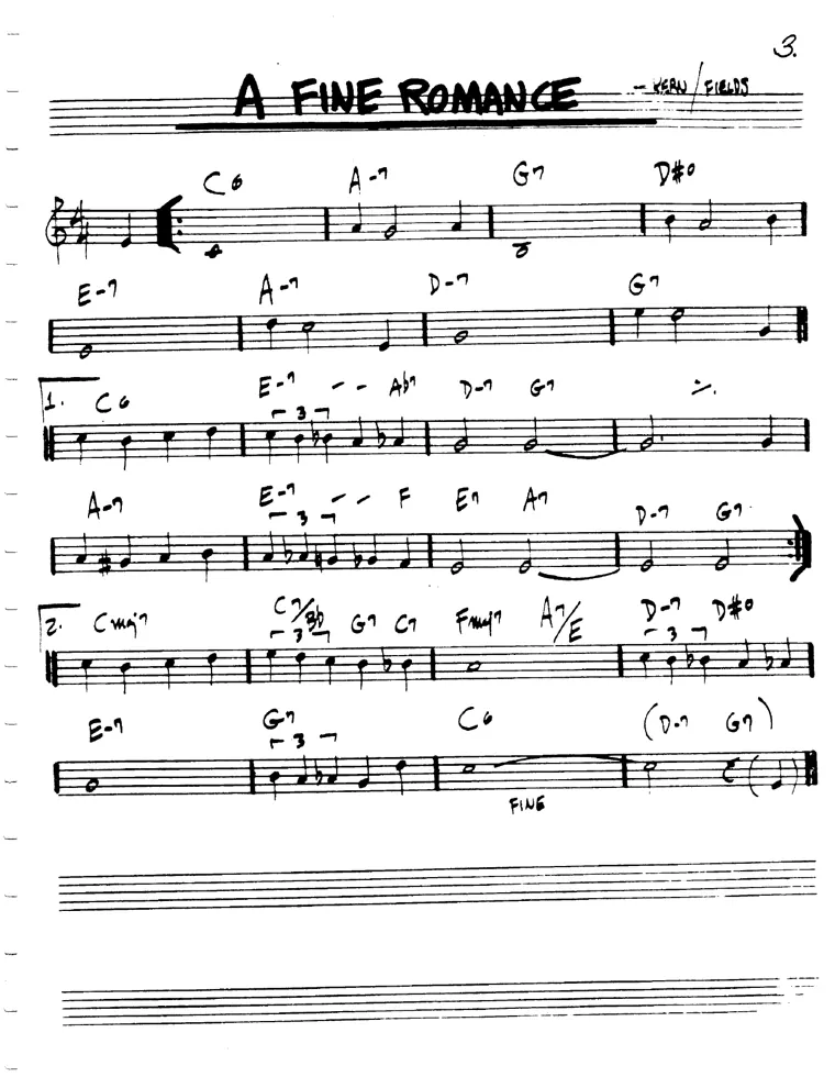 Partitura lead sheet de A Fine Romance