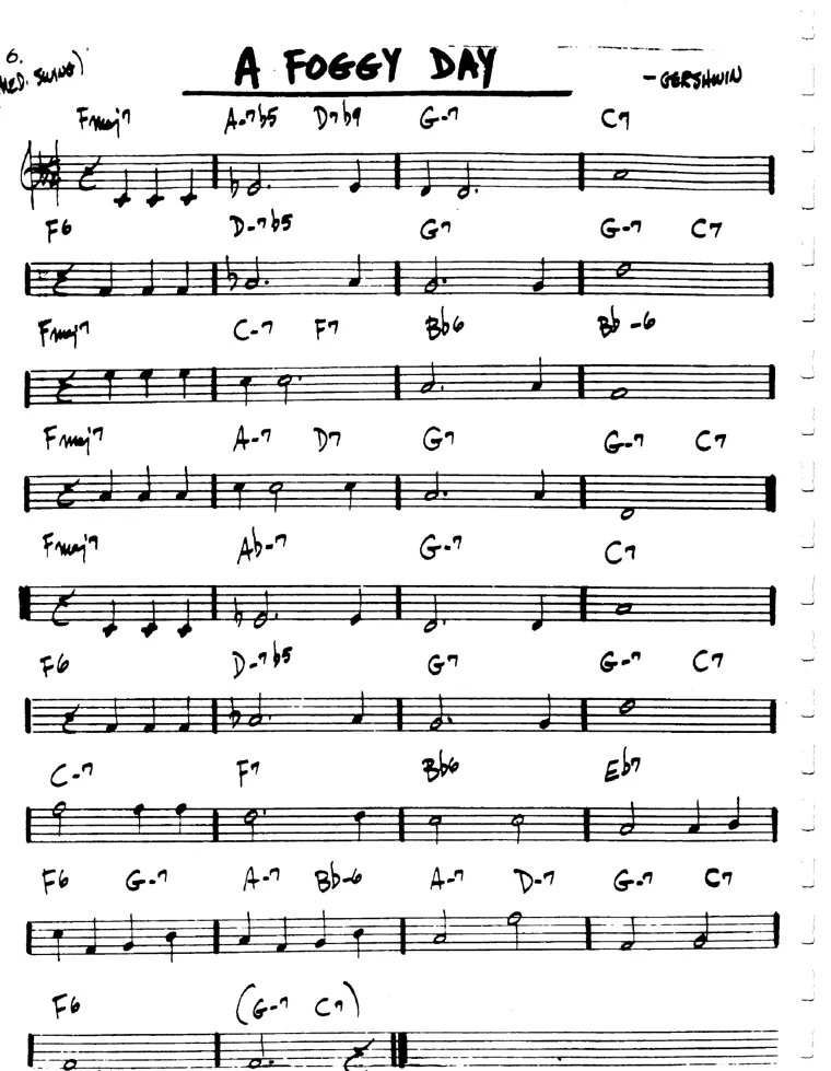 Partitura lead sheet de A Foggy Day