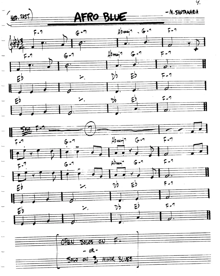 Partitura lead sheet de Afro Blue