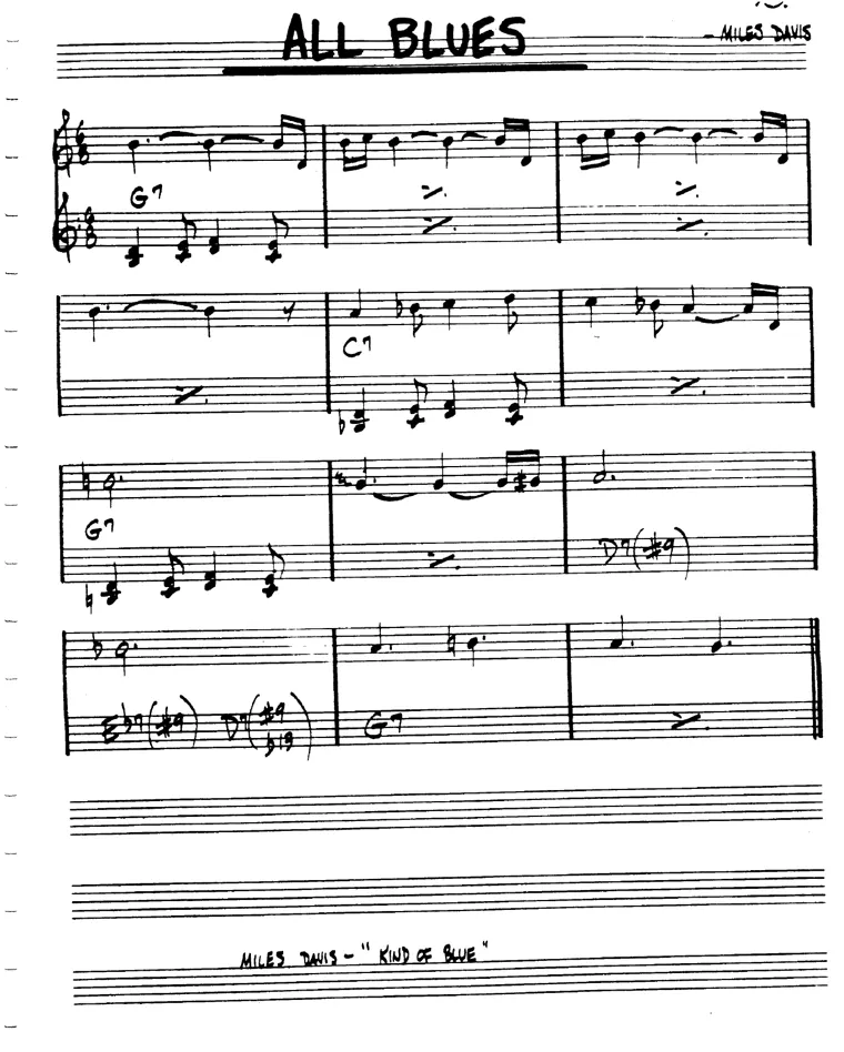 Partitura lead sheet de All Blues