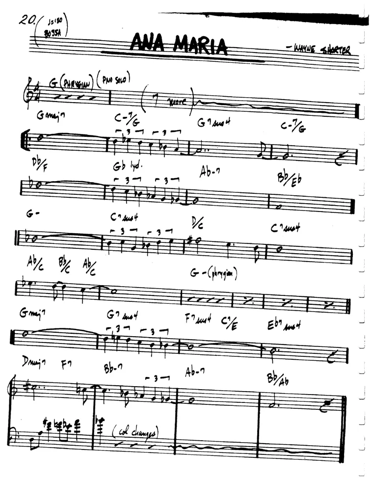 Partitura lead sheet de Ana Maria