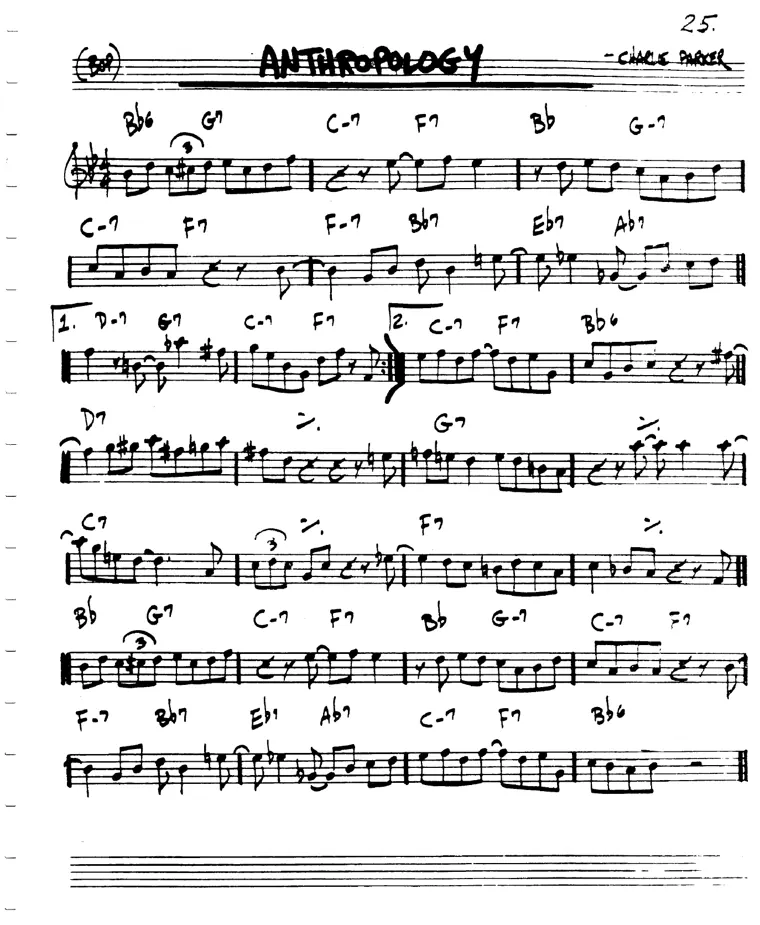 Partitura lead sheet de Anthropology