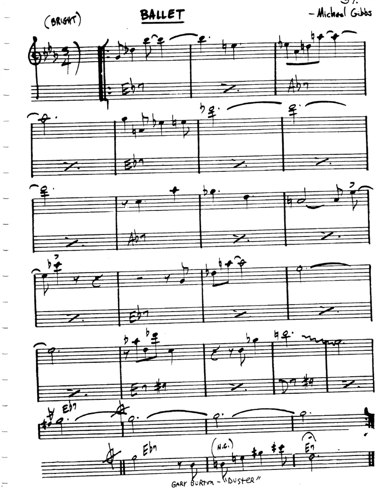 Partitura lead sheet de Ballet