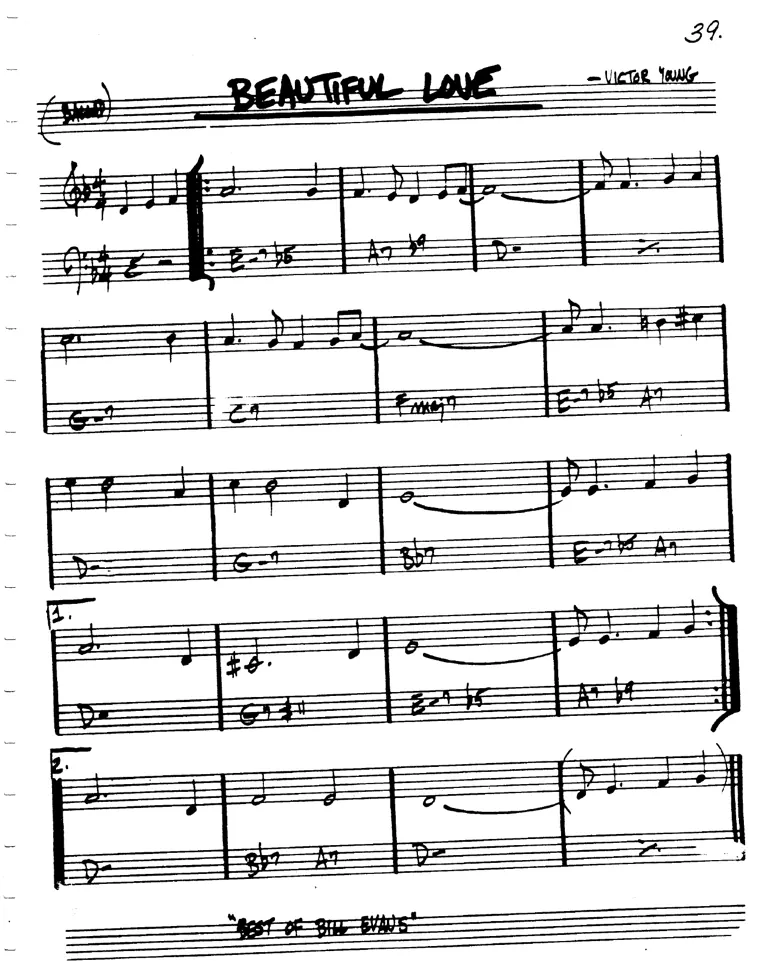 Partitura lead sheet de Beautiful Love