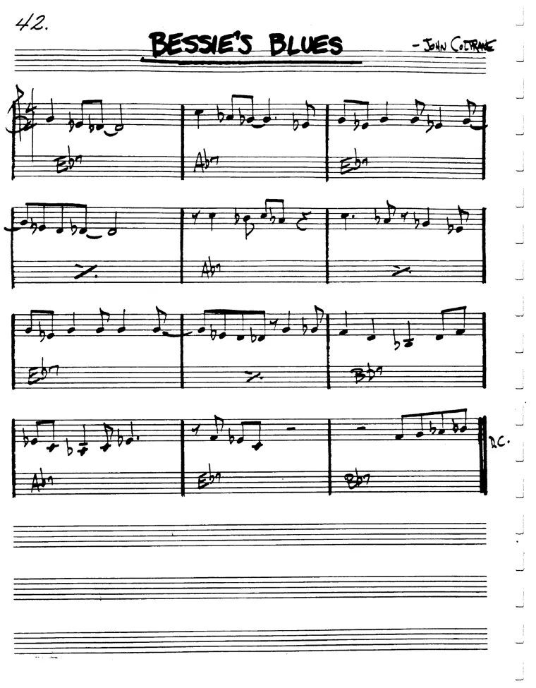 Partitura lead sheet de Bessie's Blues