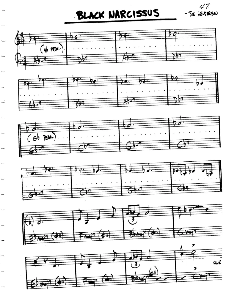 Partitura lead sheet de Black Narcissus