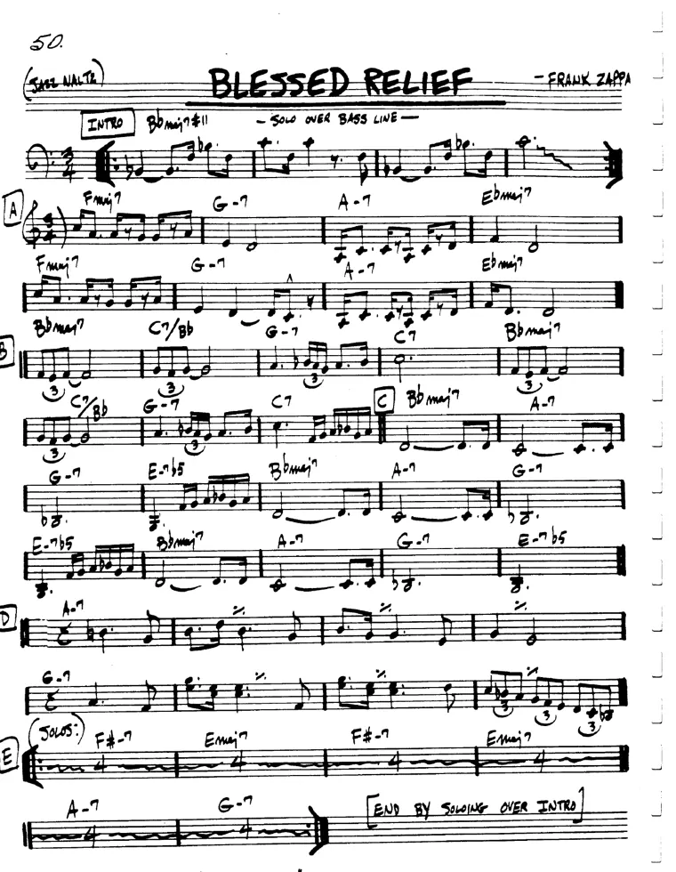 Partitura lead sheet de Blessed Relief