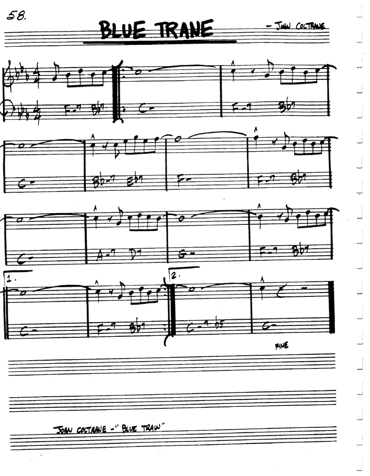Partitura lead sheet de Blue Train