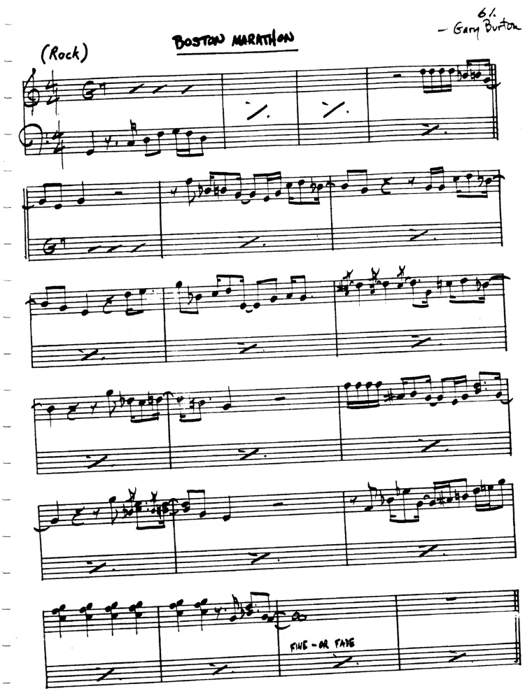 Partitura lead sheet de Boston Marathon