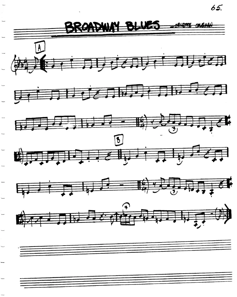 Partitura lead sheet de Broadway Blues