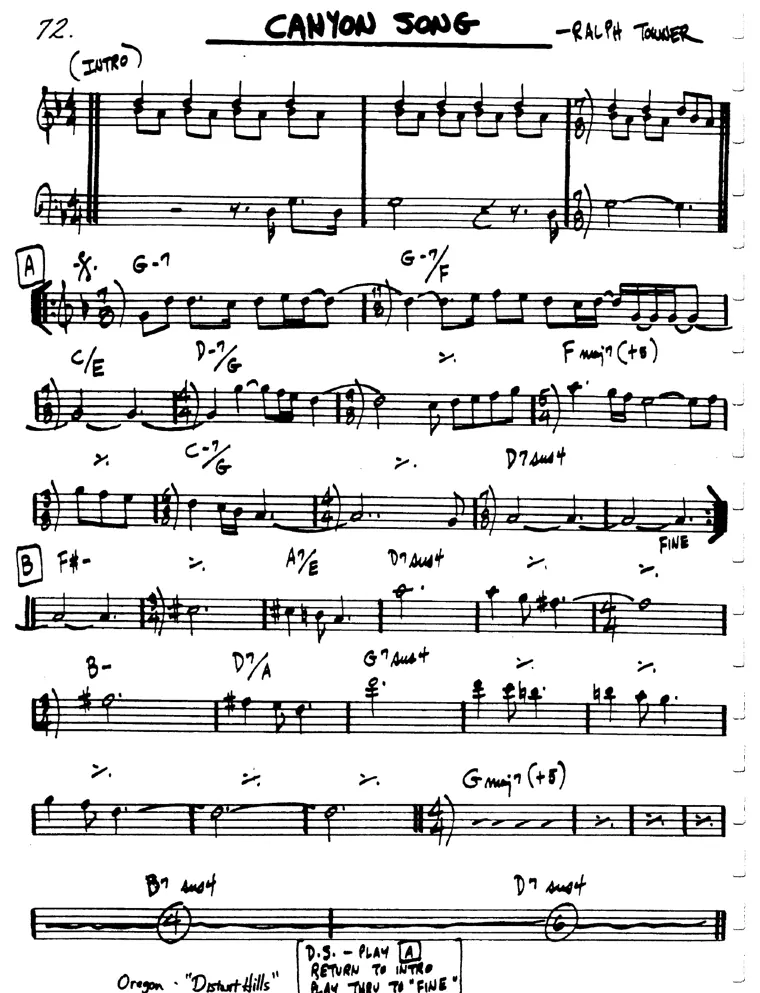 Partitura lead sheet de Canyon Song