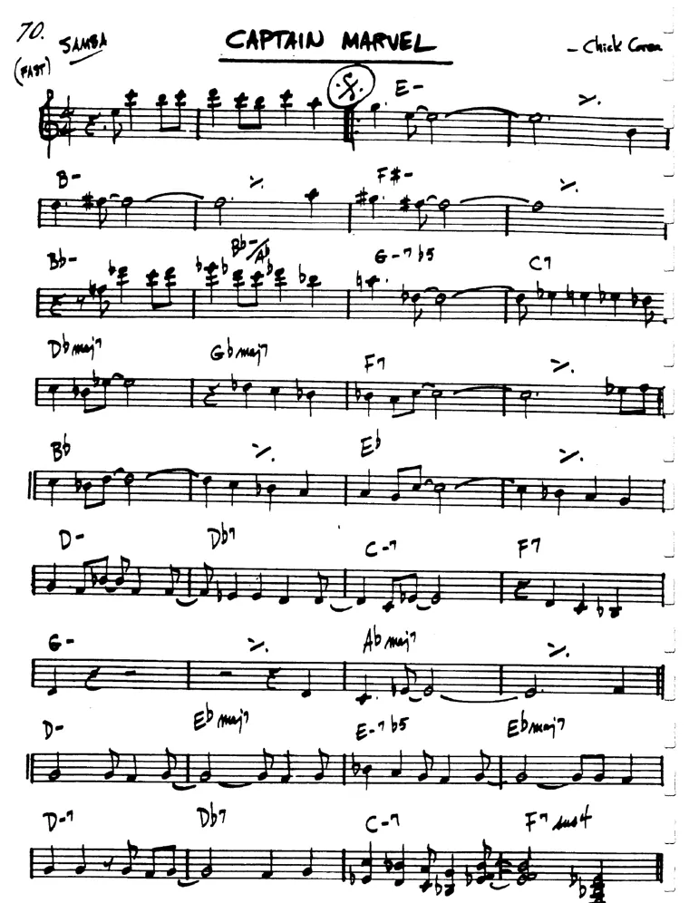 Partitura lead sheet de Captain Marvel