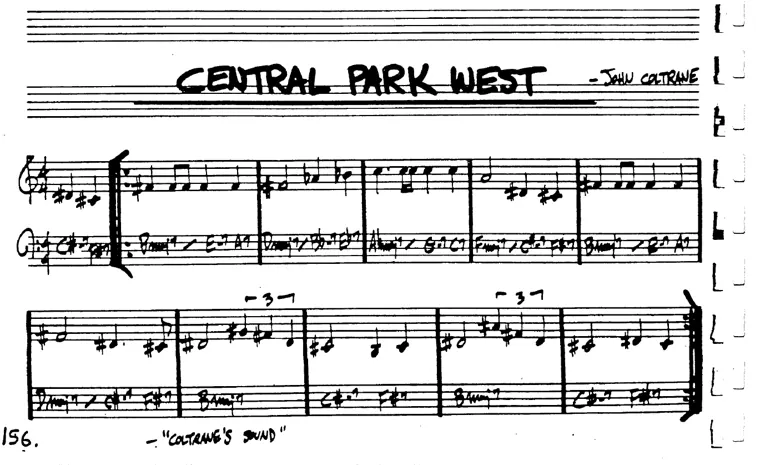 Partitura lead sheet de Central Park West