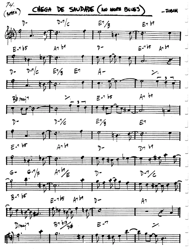 Partitura lead sheet de Chega De Saudade