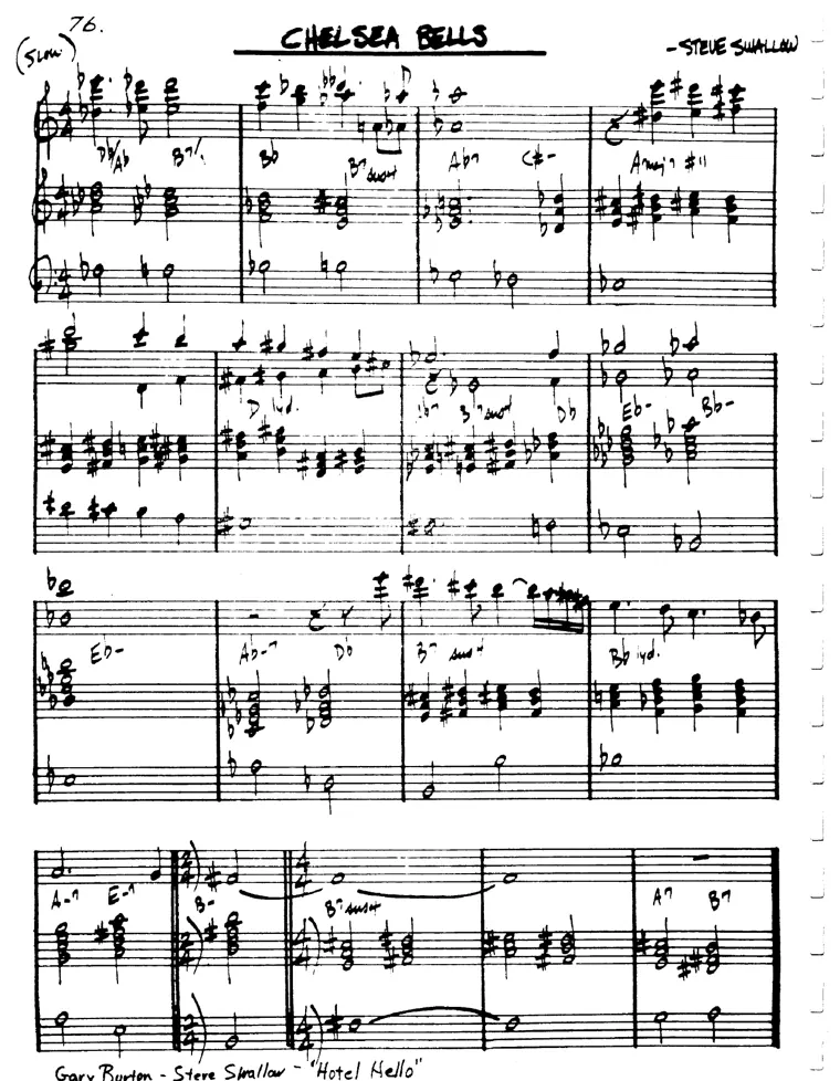 Partitura lead sheet de Chelsea Bells