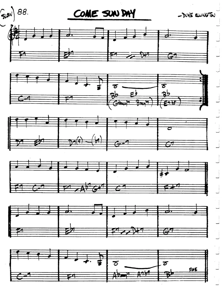 Partitura lead sheet de Come Sunday