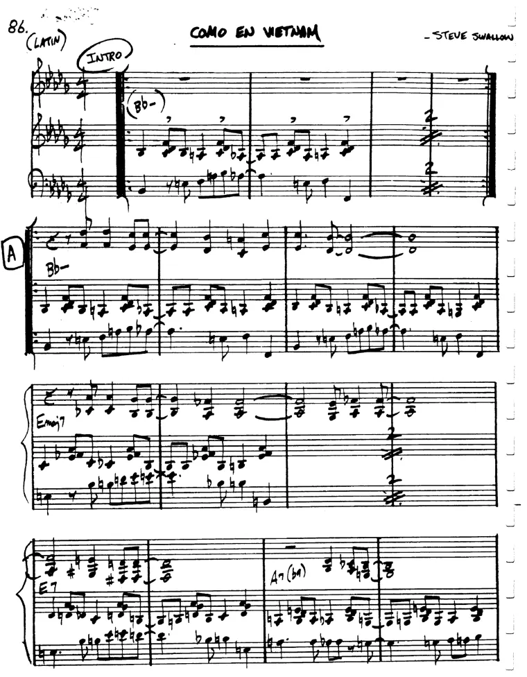 Partitura lead sheet de Como En Vietnam