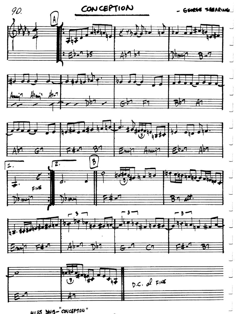 Partitura lead sheet de Conception