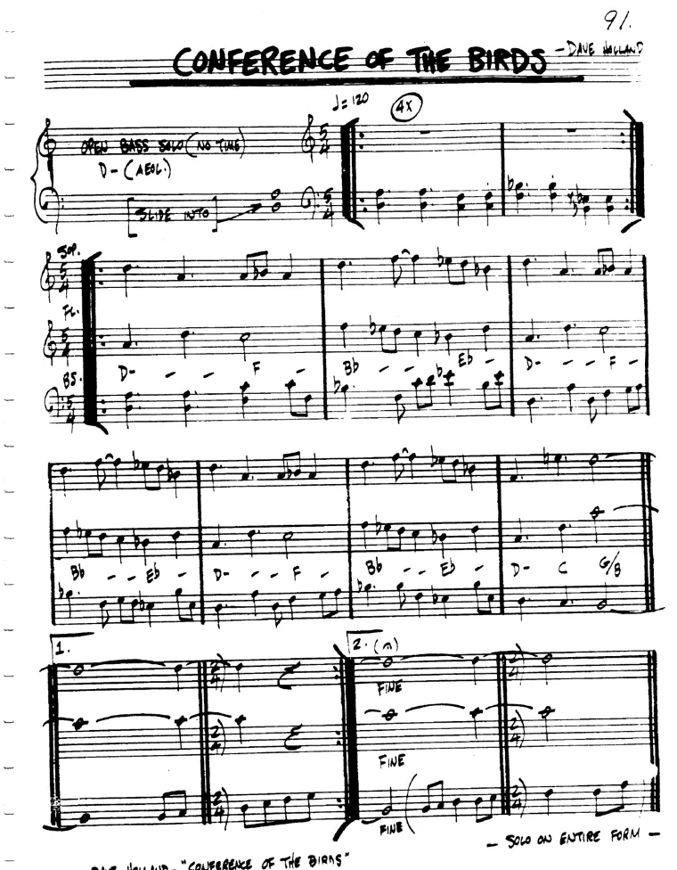 Partitura lead sheet de Conference Of The Birds