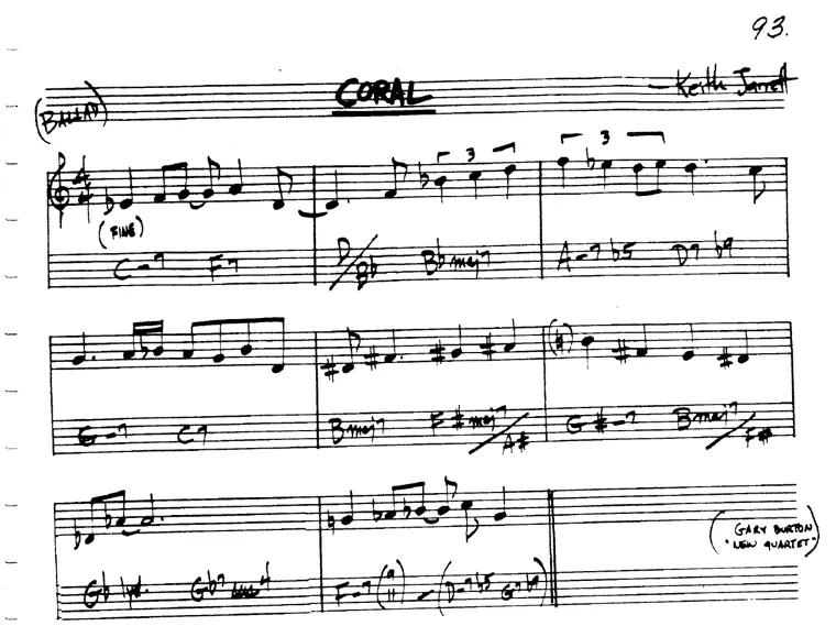 Partitura lead sheet de Coral
