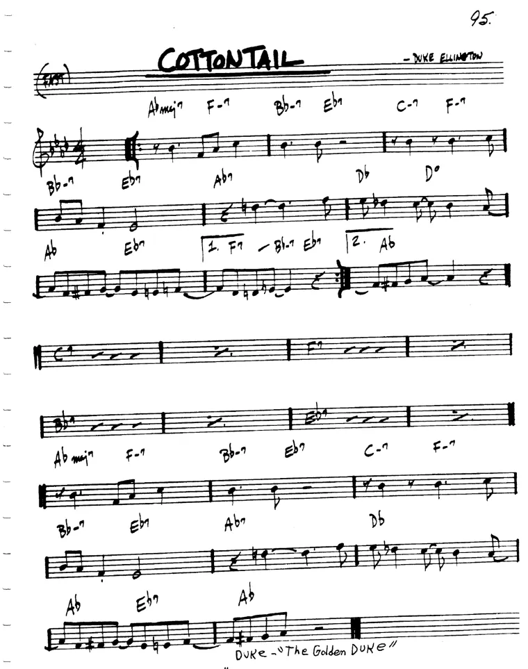 Partitura lead sheet de Cottontail