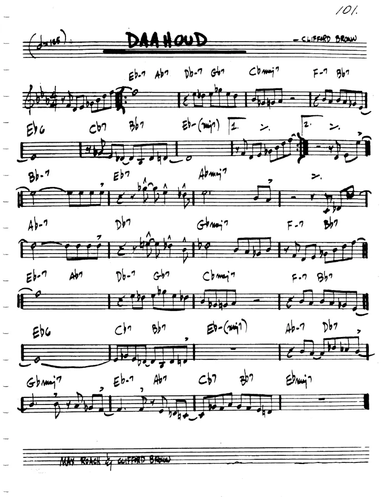 Partitura lead sheet de Daahoud