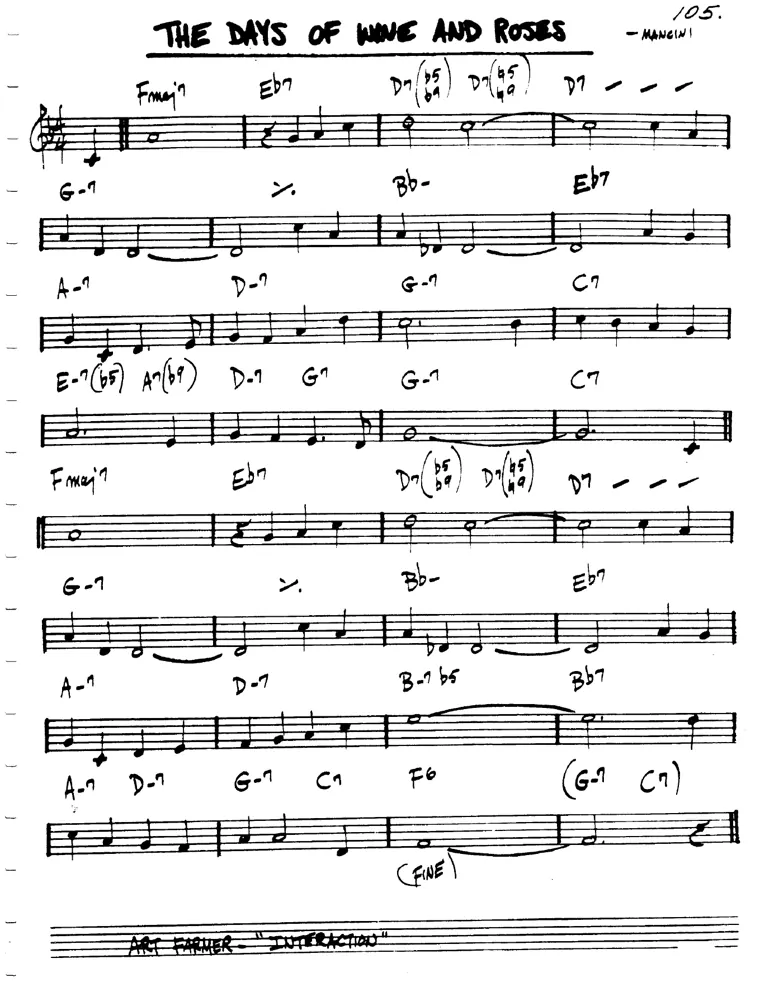 Partitura lead sheet de Days Of Wine And Roses, The