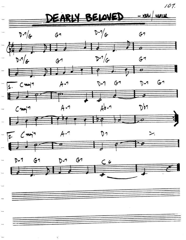 Partitura lead sheet de Dearly Beloved