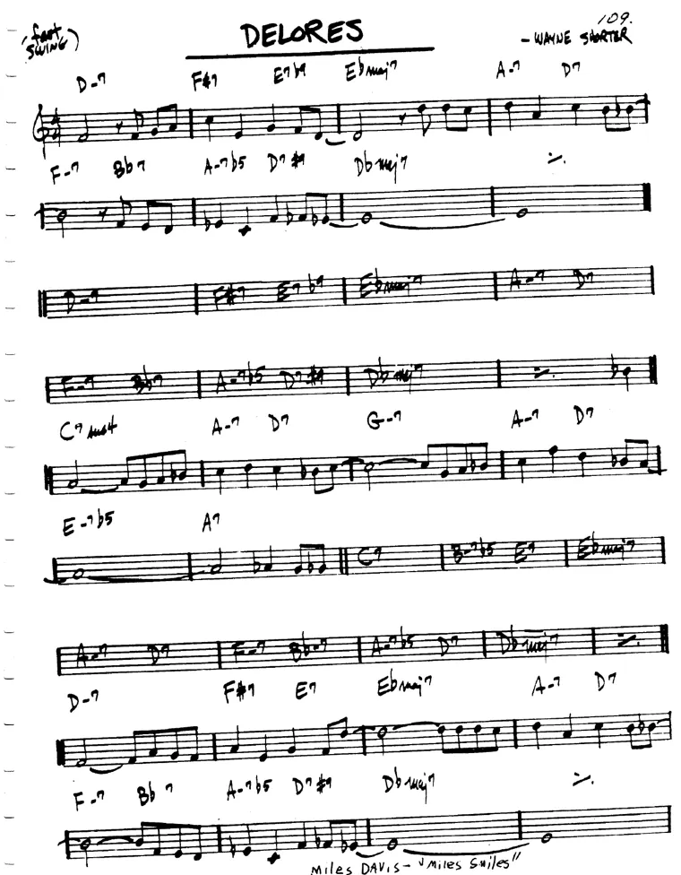 Partitura lead sheet de Delores