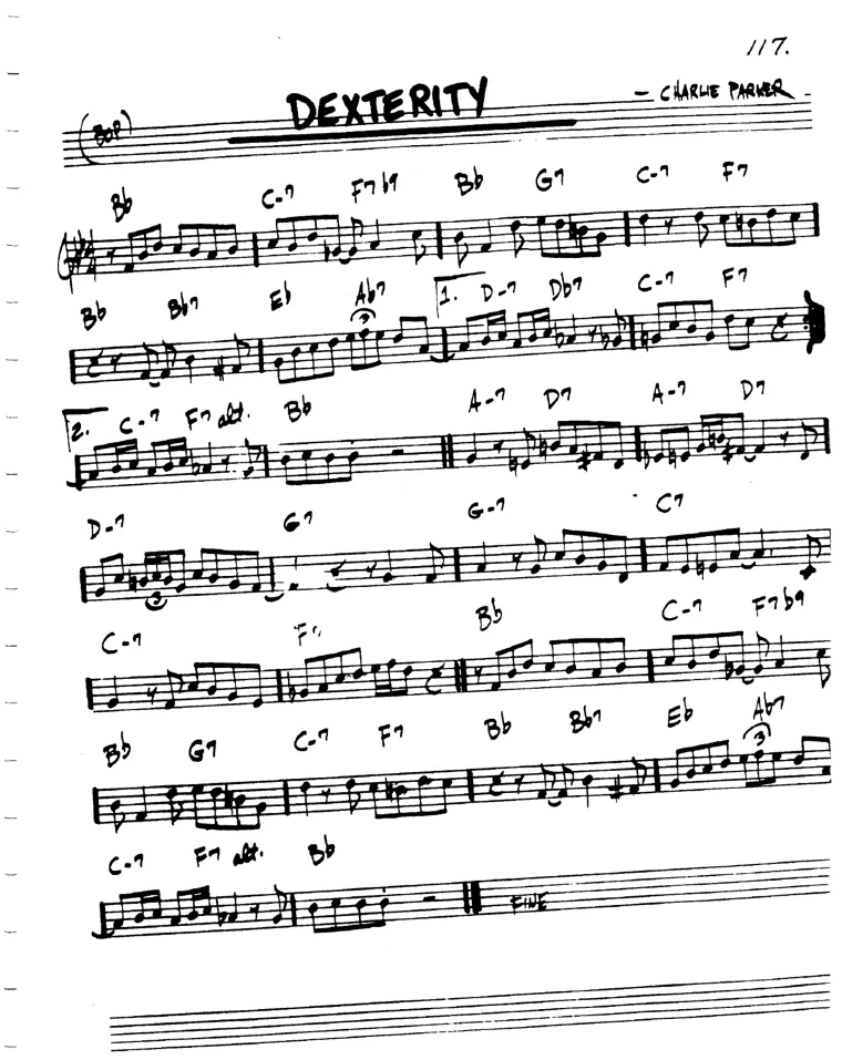 Partitura lead sheet de Dexterity