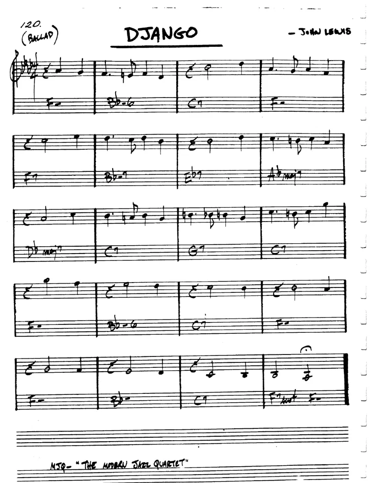 Partitura lead sheet de Django