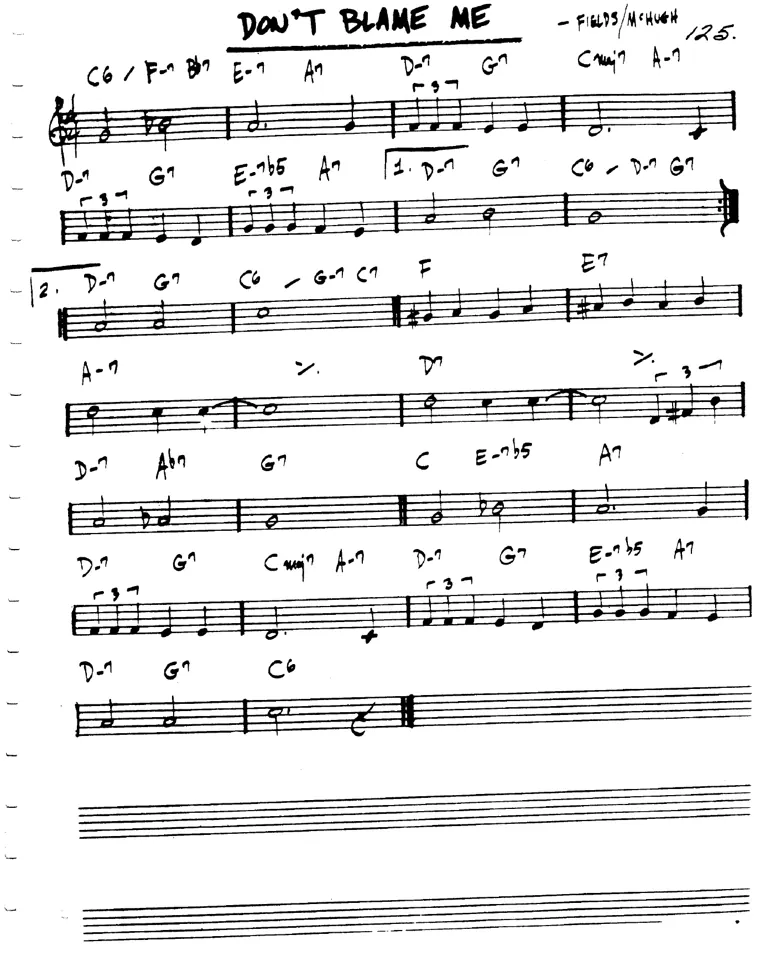 Partitura lead sheet de Don't Blame Me