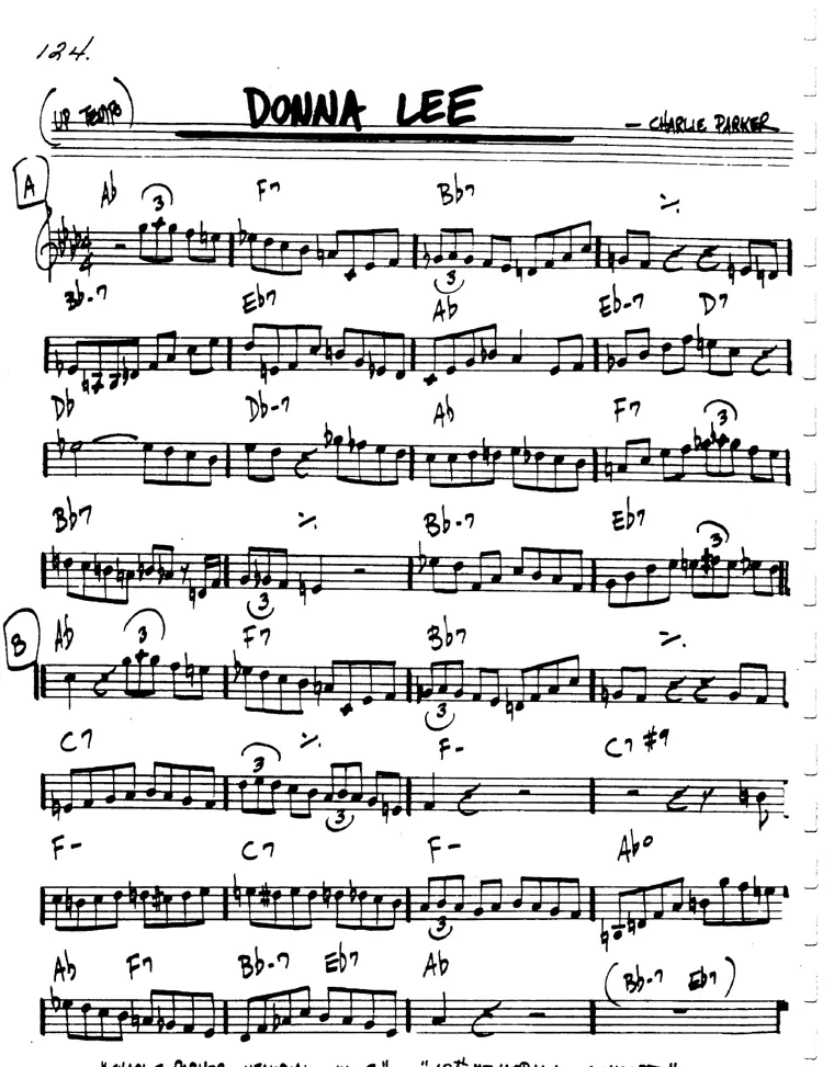 Partitura lead sheet de Donna Lee