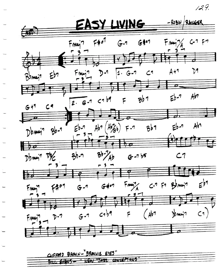 Partitura lead sheet de Easy Living