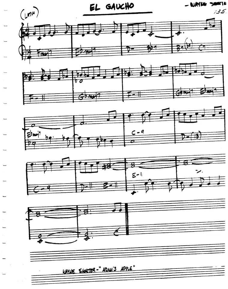 Partitura lead sheet de El Gaucho