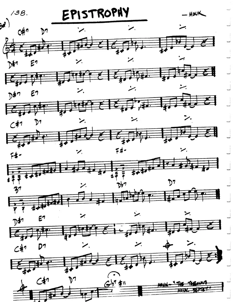 Partitura lead sheet de Epistrophy