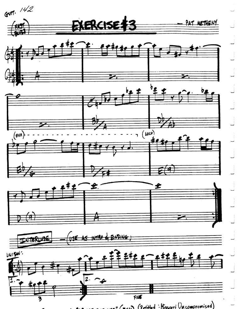 Partitura lead sheet de Exercise #3