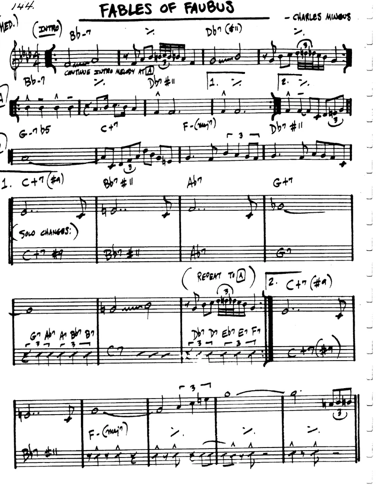 Partitura lead sheet de Fables Of Faubus