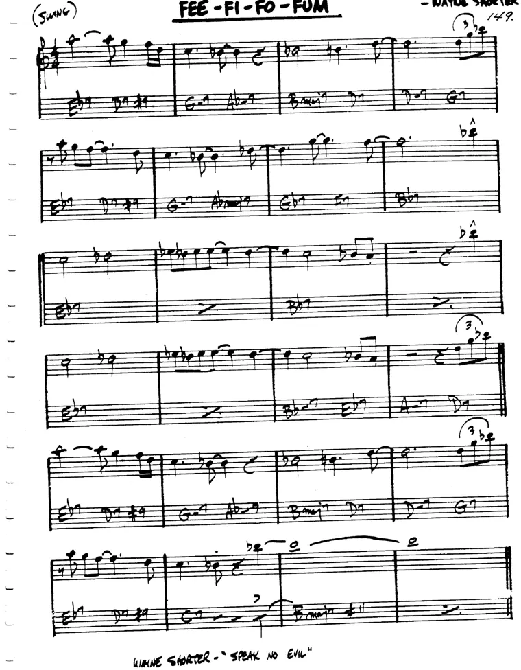 Partitura lead sheet de Fee-Fi-Fo-Fum
