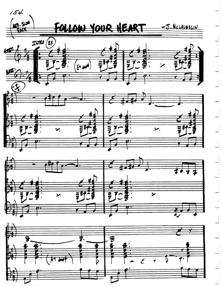 Partitura lead sheet de Follow Your Heart