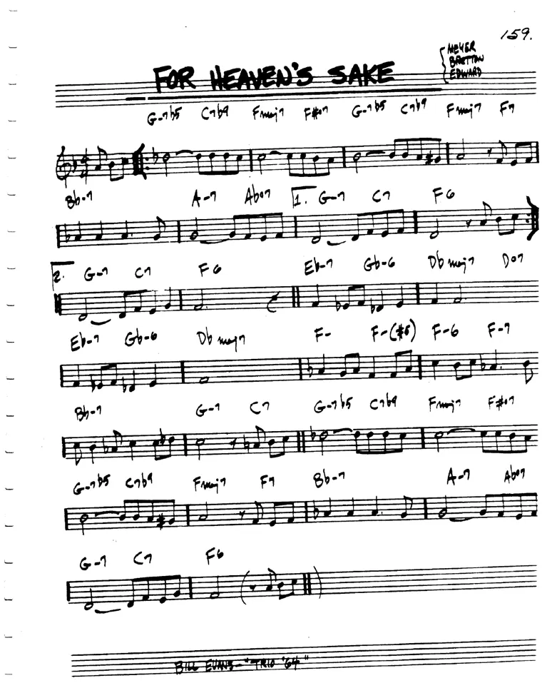 Partitura lead sheet de For Heavens Sake